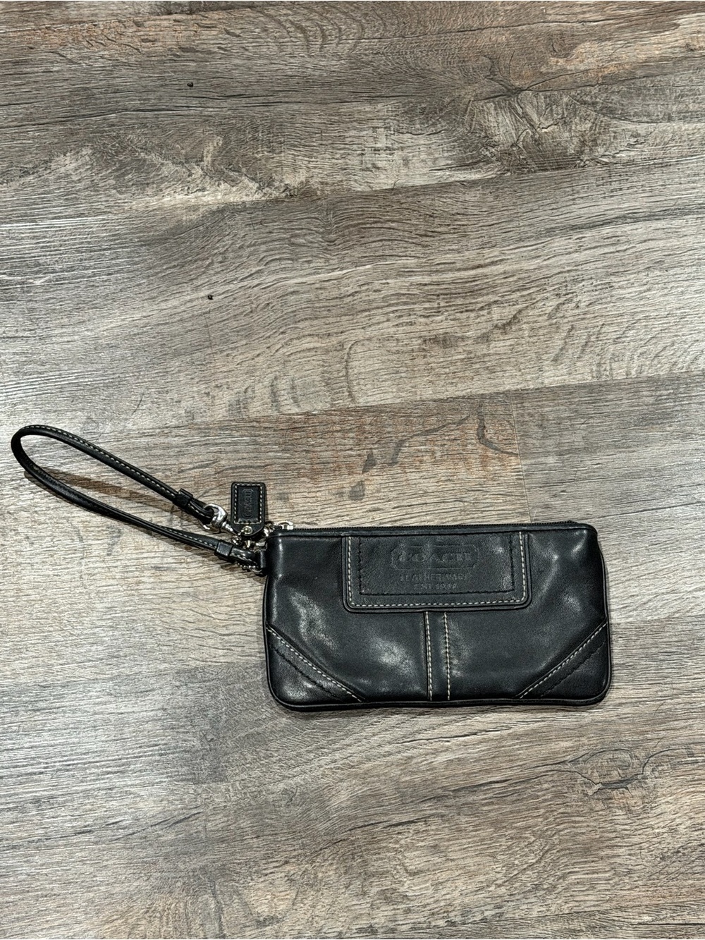 Vintage Coach Black Leather Wristlet